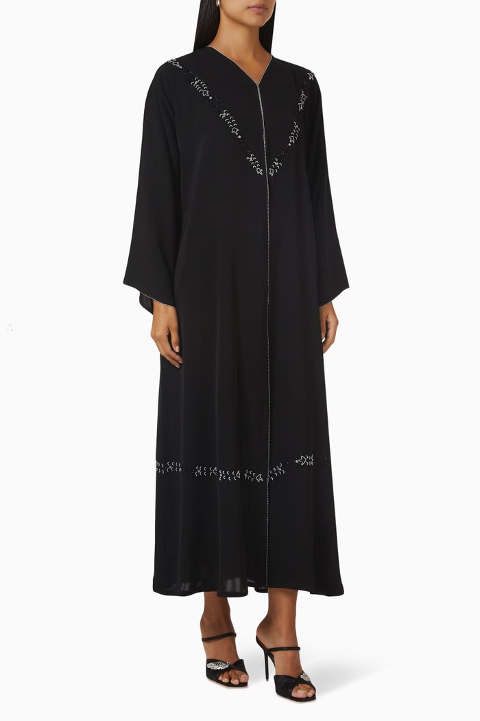 

Embellished Long Sleeve Abaya, Black