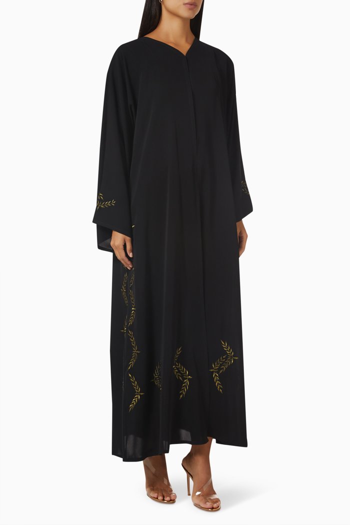 Embellished Long Sleeve Abaya, Black