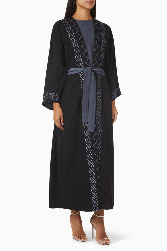 

Embroidered Abaya Set, Black