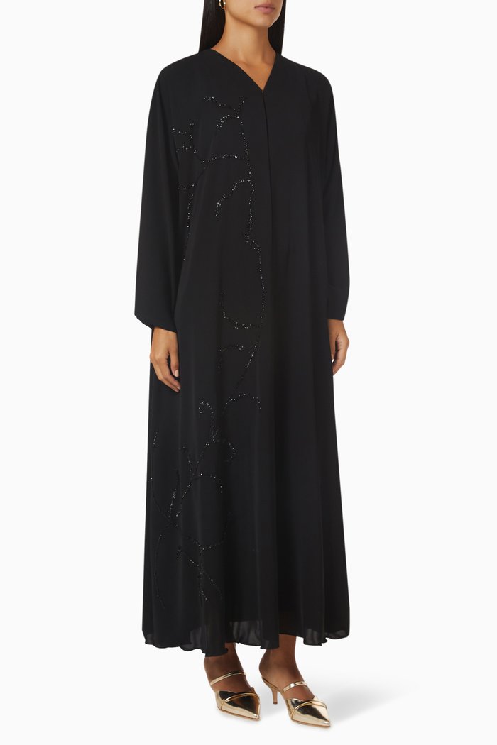 

Embellished Long Sleeve Abaya, Black