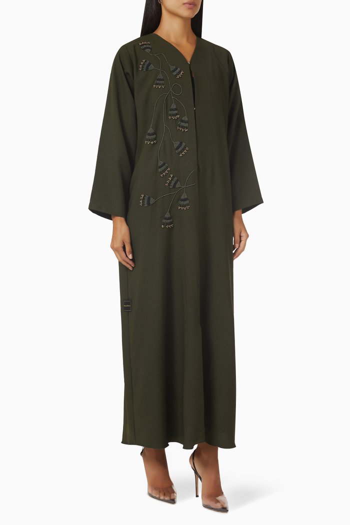 

Embellished Long Sleeve Abaya, Green