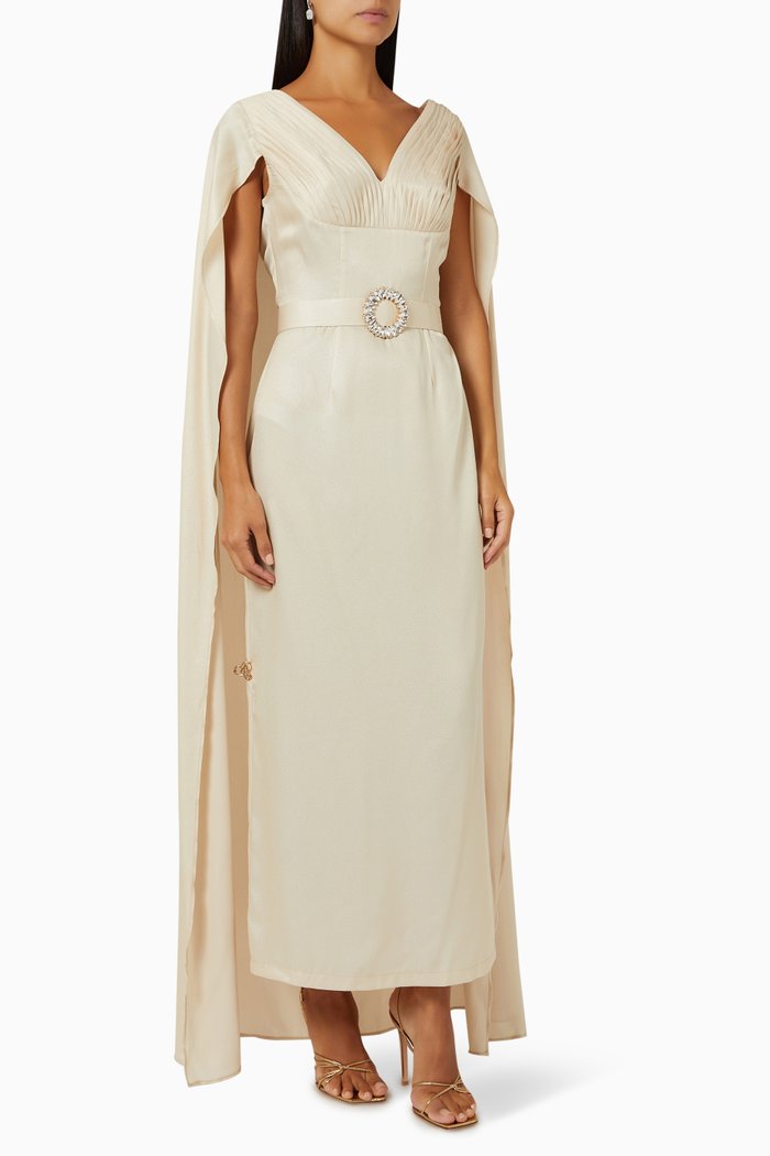 

Embellished Bridal Cape Gown, Gold