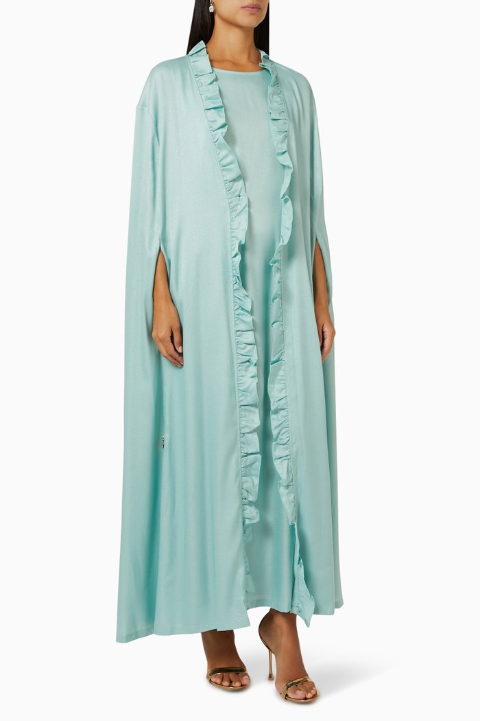 

Ruffle-trimmed Abaya Set, Green