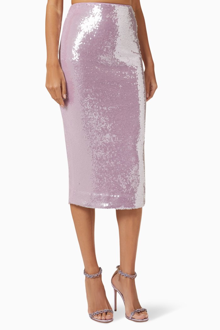 Tasha Midi Skirt in Sequins, Purple
