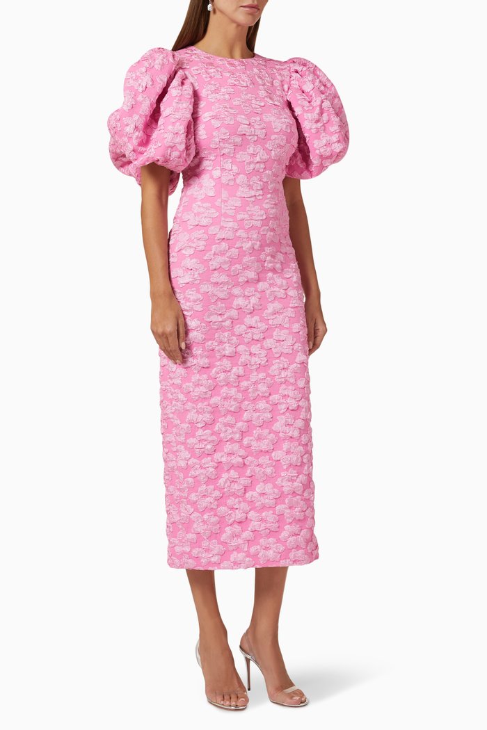 

Ruby Midi Dress in Jacquard, Pink