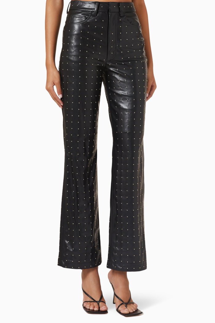 

Studded Pants in Faux-leather, Black