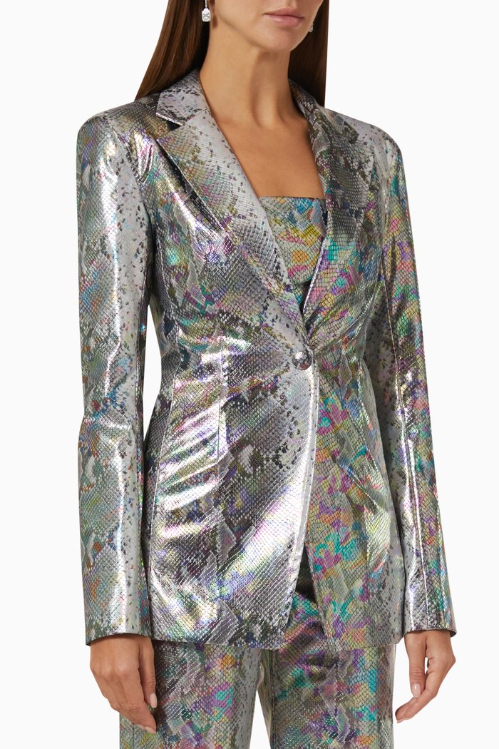 

Annette Blazer in Holographic PU, Grey