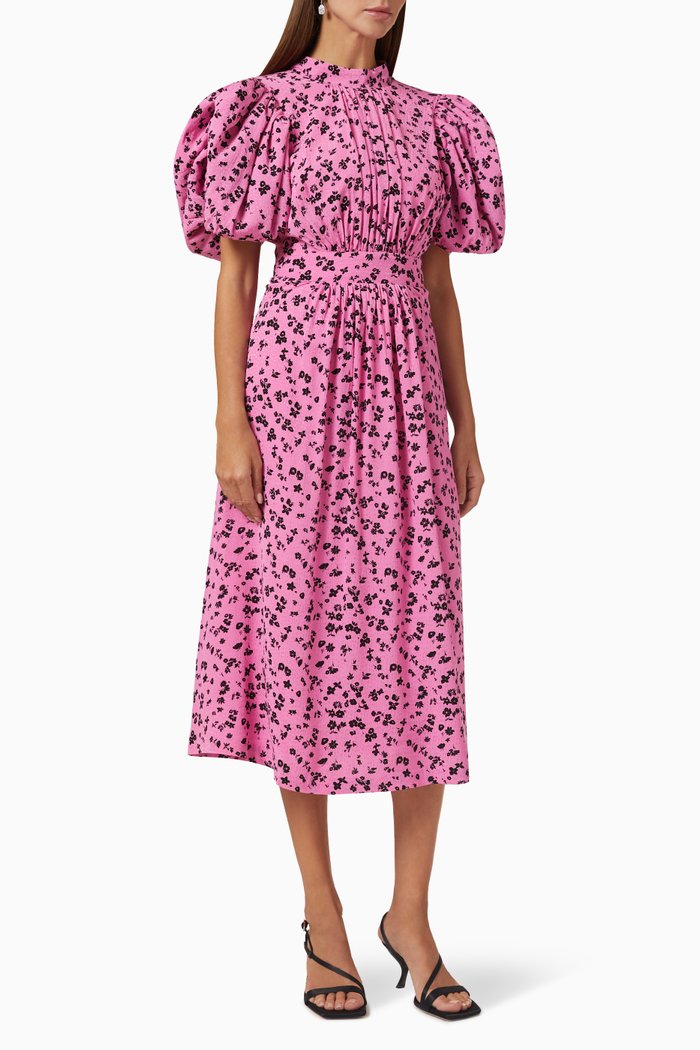 Noon Dress in Jacquard, Pink