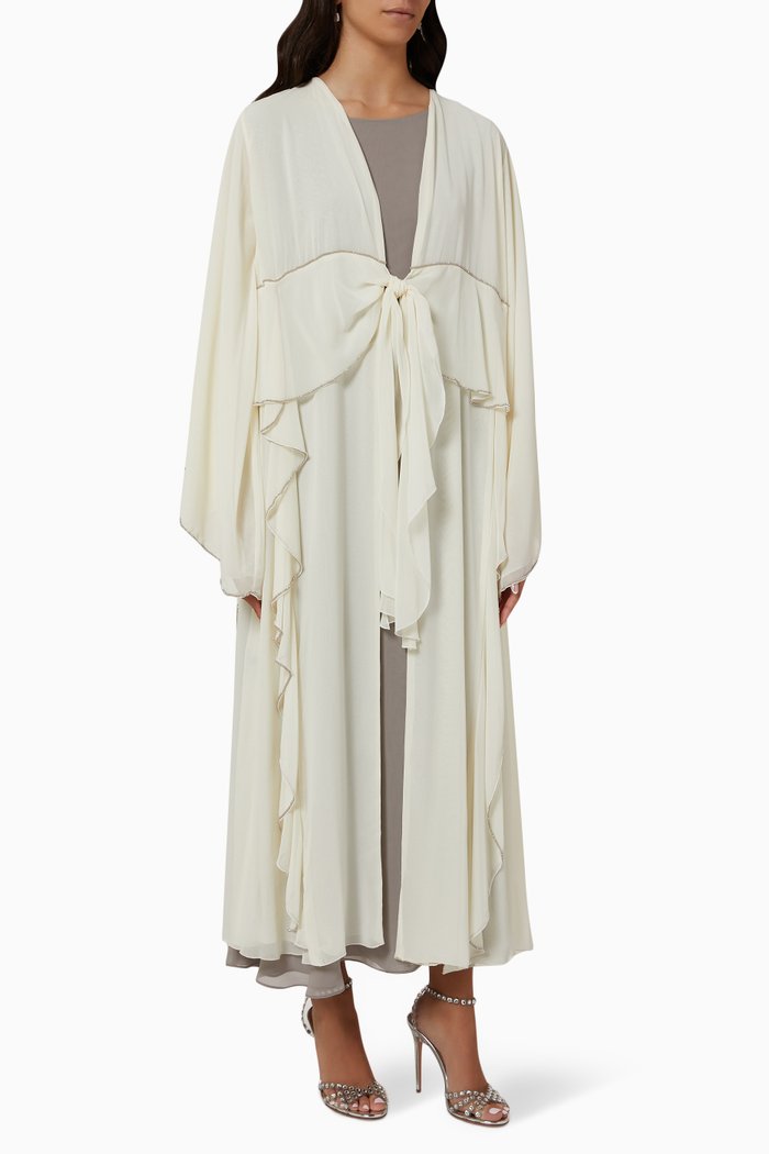 

Embroidered Abaya in Chiffon, Neutral