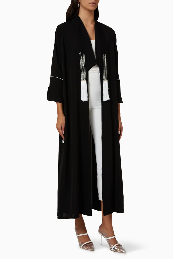 

Beaded Tassel Abaya in Nada, Black