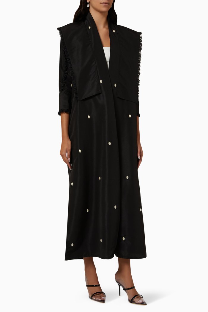 

Embellished Abaya in Silk, Black