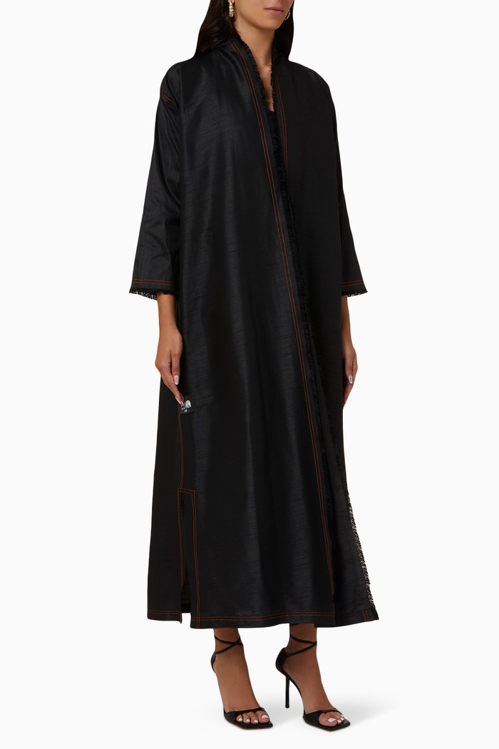 

Embroidered Abaya in Silk, Black