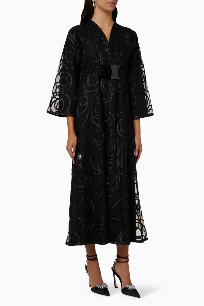 

Long Sleeve Abaya in Tulle, Black