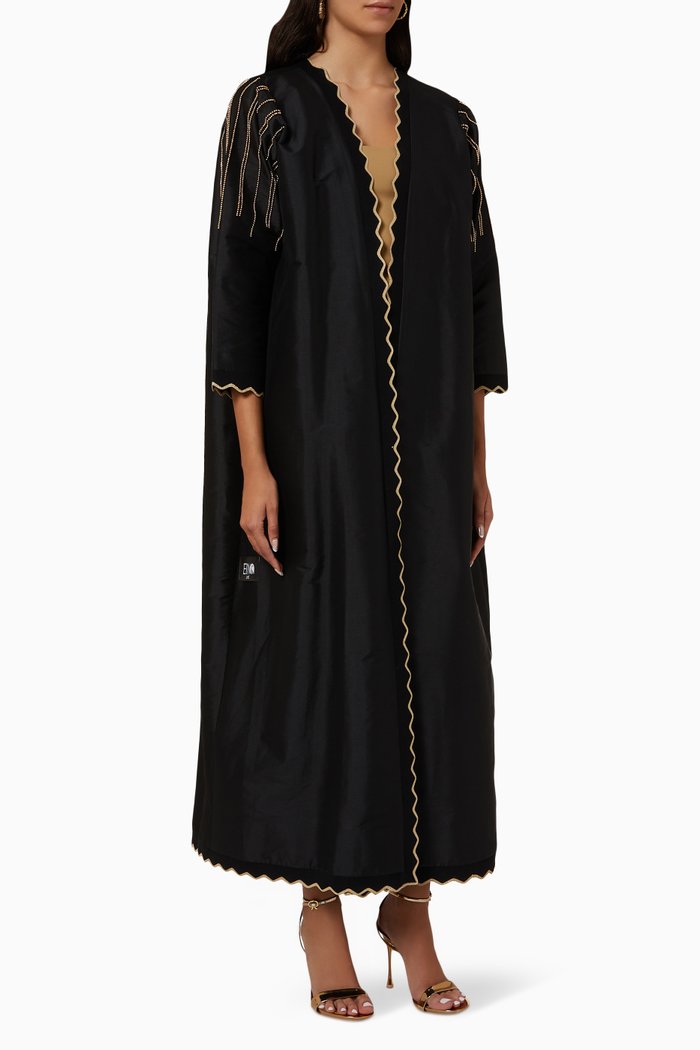 

Embellished Abaya in Taffeta, Black
