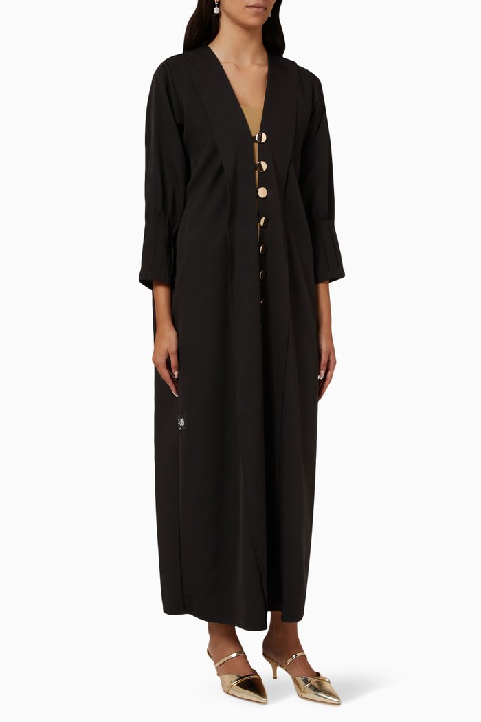 

Button Abaya in Crepe, Black