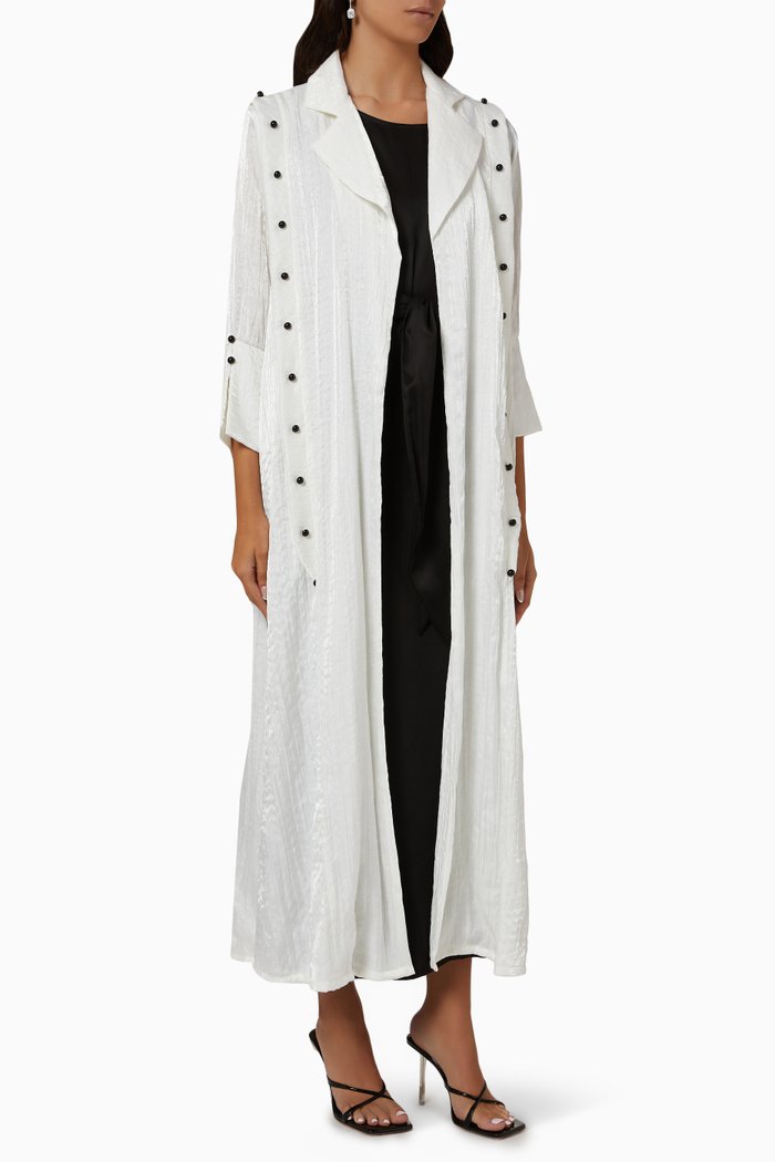 

Jacket Abaya Set in Cotton, White