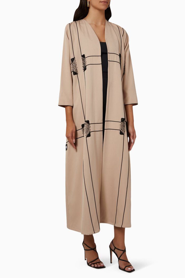 

Bead-embellished Abaya in Nada, Neutral