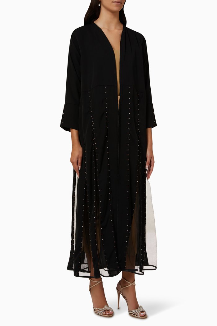

Embellished Abaya in Tulle, Black