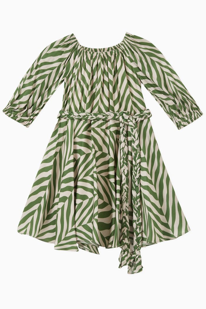 

Striped Charlize Dress in Cotton, Green