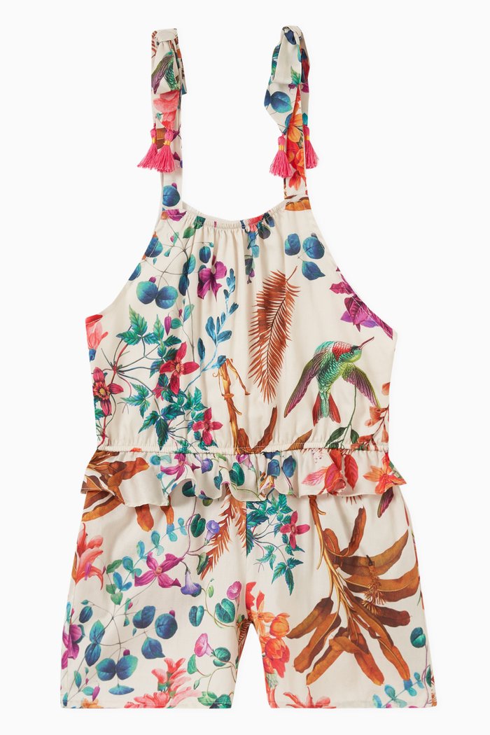 

Floral Holly Playsuit in Linen, Neutral