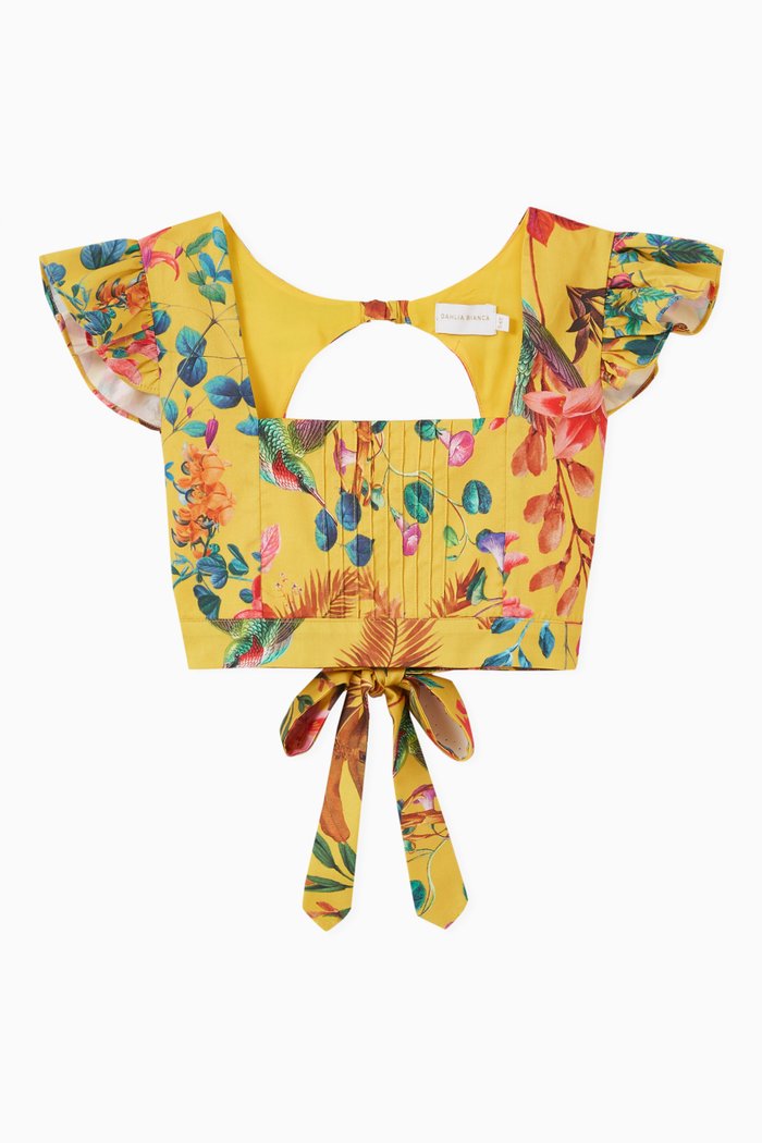 

Floral Lily Blouse in Linen, Yellow