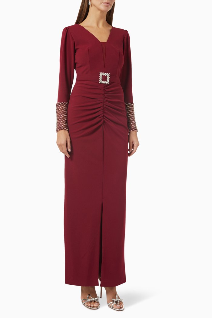 

Ruched Maxi Dress, Red