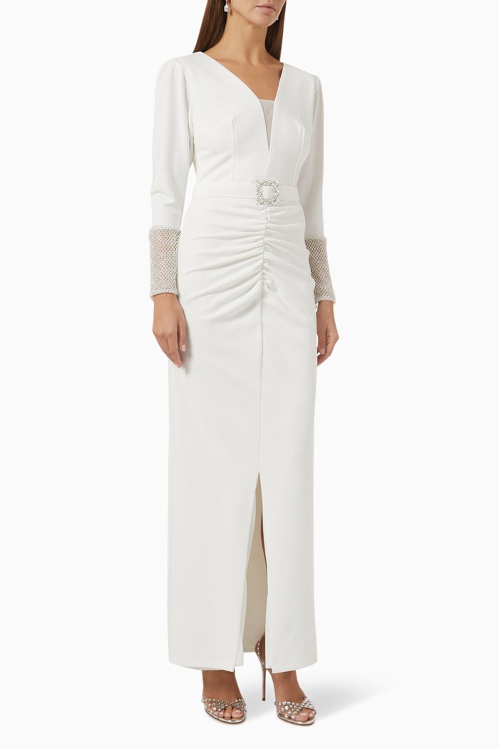 

Ruched Maxi Dress, White