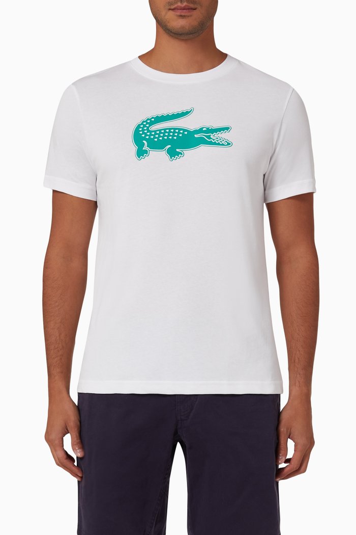 

Sport 3D Crocodile-print T-shirt in Jersey, White