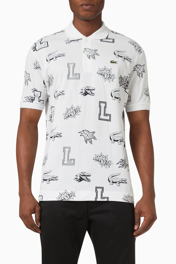 Holiday Custom Print Polo in Organic Cotton, White