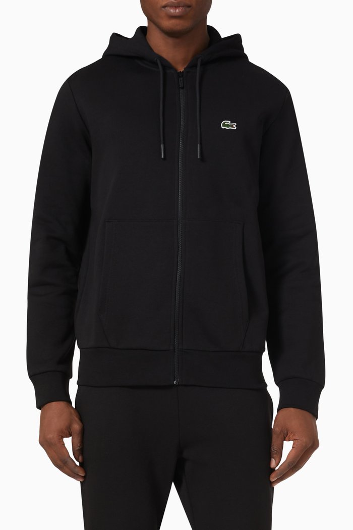 

Colour-block Hoodie in Fleece, Black