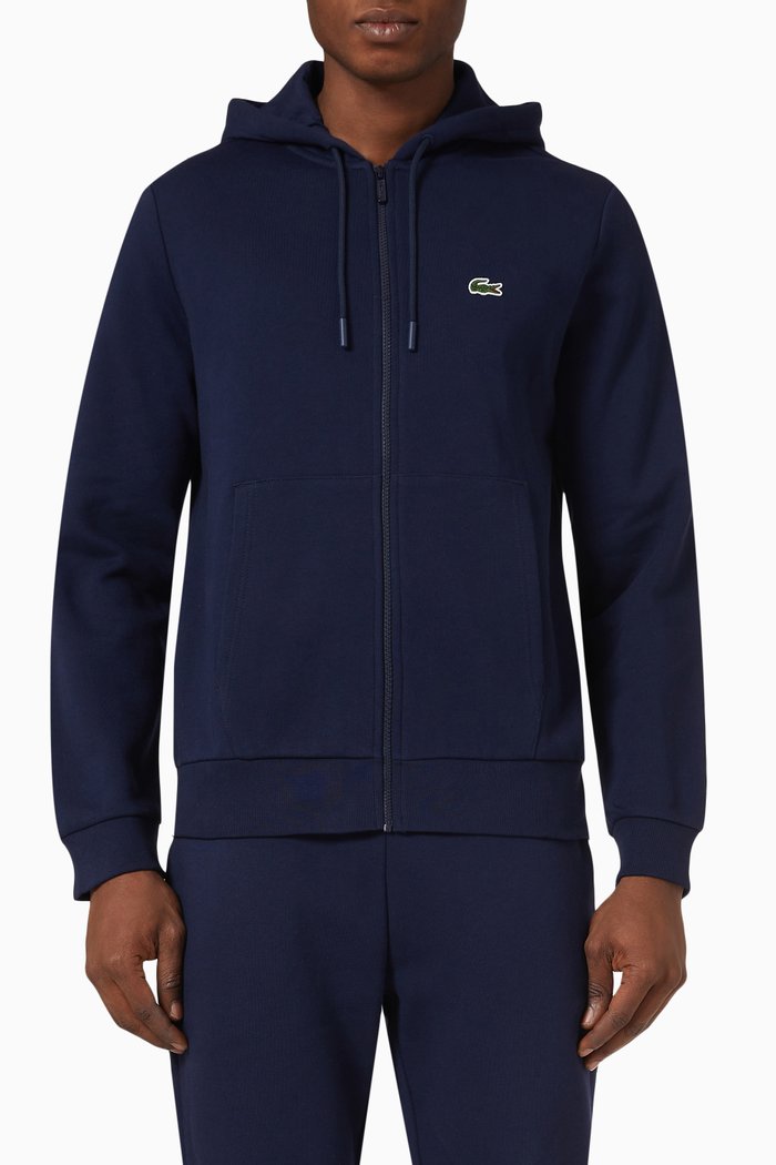 

Colour-block Hoodie in Fleece, Blue