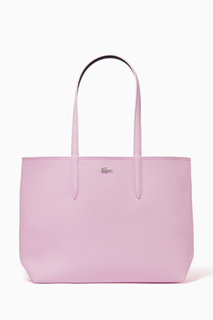 

Anna Reversible Tote Bag in Grained Leather, Pink