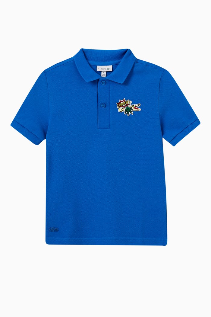 Holiday Badge Polo T-shirt in Organic Cotton Piqué, Blue