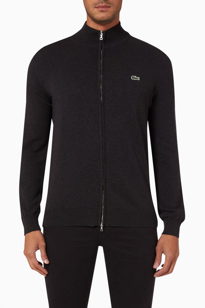 

Stand-up Zipped Sweatshirt in Organic Cotton, Grey