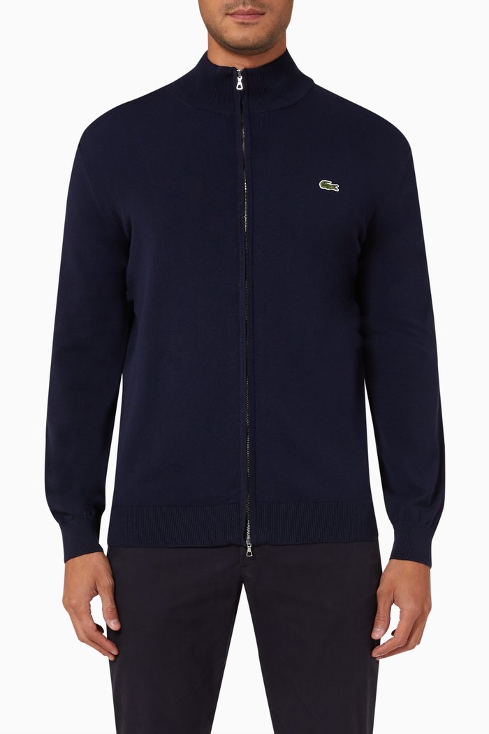 

Stand-up Zipped Sweatshirt in Organic Cotton, Blue
