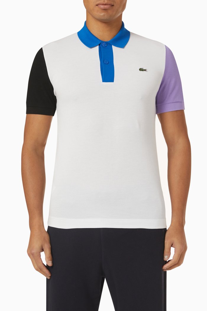 

Colour-block Polo Shirt in Cotton Piqué, White