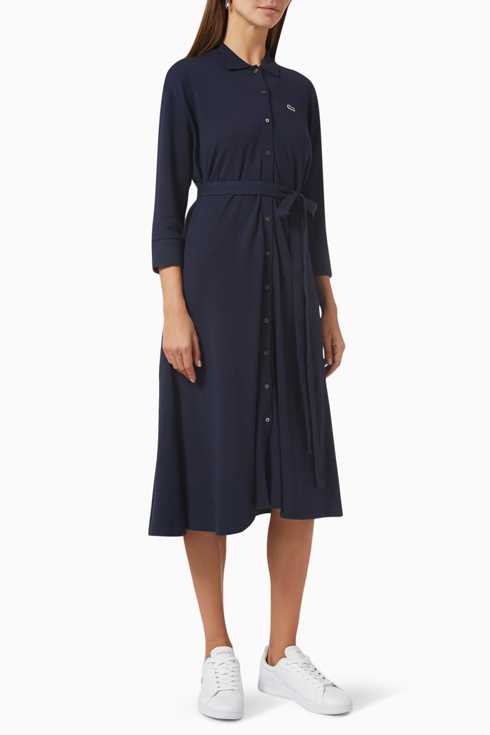 

Logo Polo Dress in Cotton Piqué, Blue
