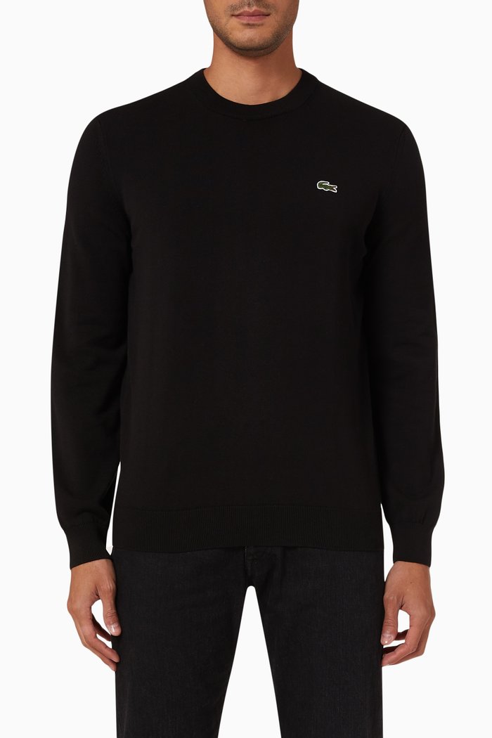 

Logo Embroidered Sweater in Organic Cotton, Black