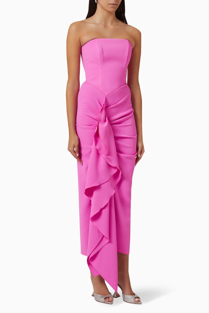 

Thalia Draped Midi Dress, Pink