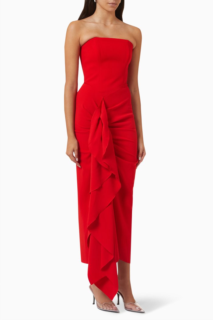 

Thalia Draped Midi Dress, Red