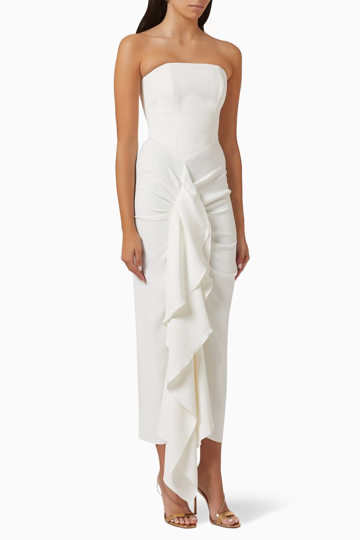 

Thalia Draped Midi Dress, White