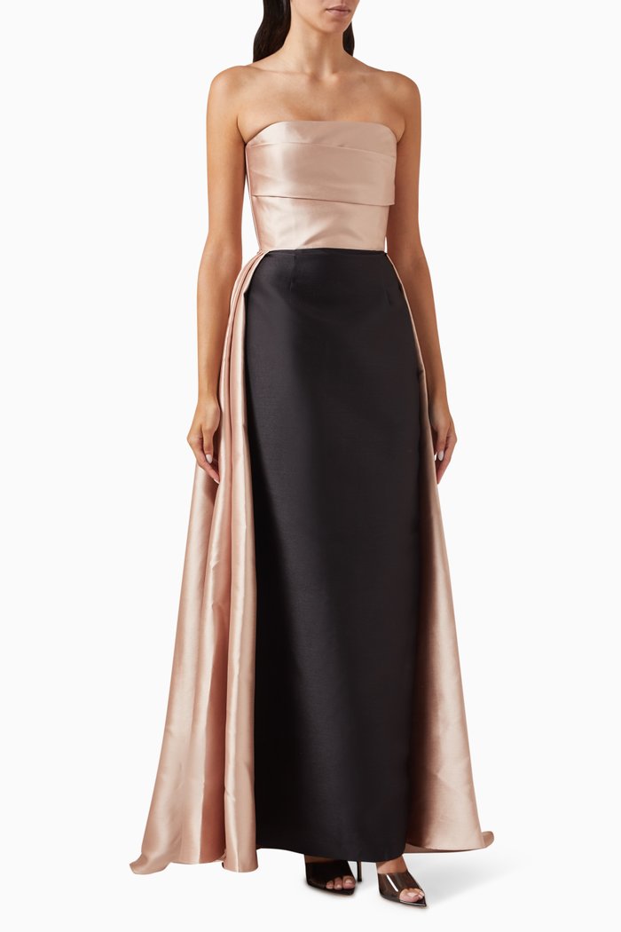 

Tiffany Strapless Maxi Dress in Satin, Neutral