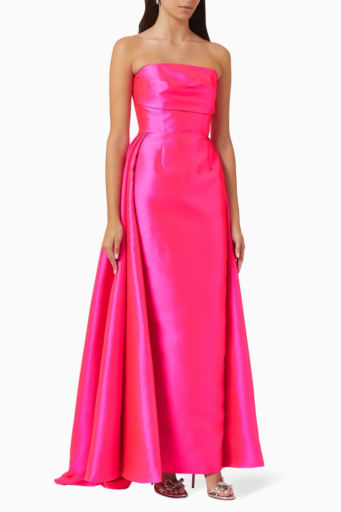 

Tiffany Strapless Maxi Dress in Satin, Pink