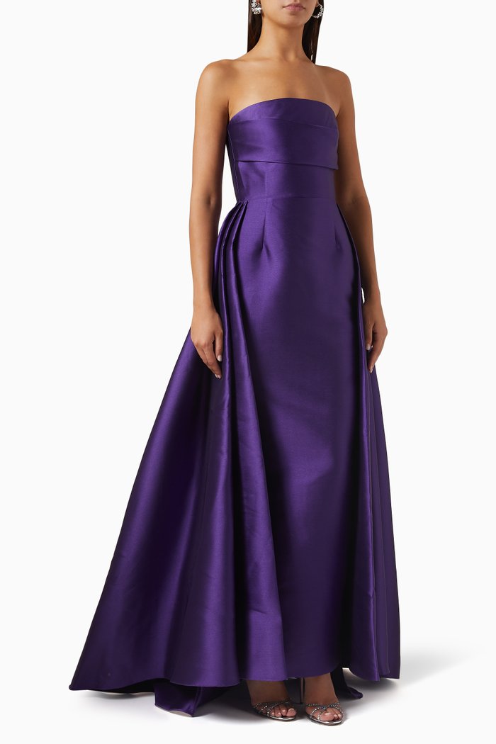 

Tiffany Strapless Maxi Dress in Satin, Purple