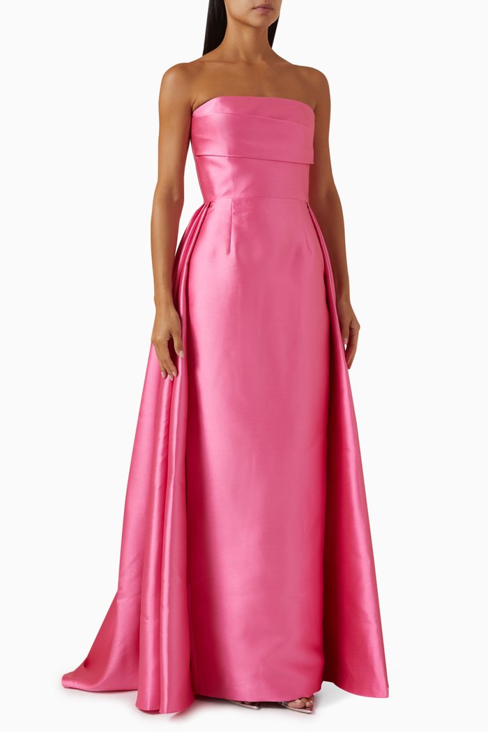 

Tiffany Strapless Maxi Dress in Satin, Pink