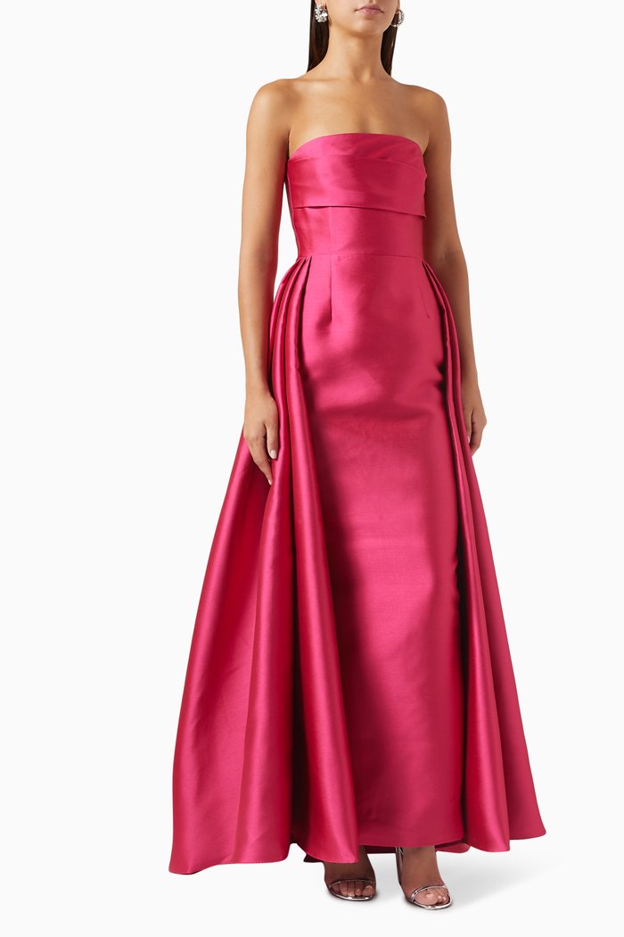 

Tiffany Strapless Maxi Dress in Satin, Pink