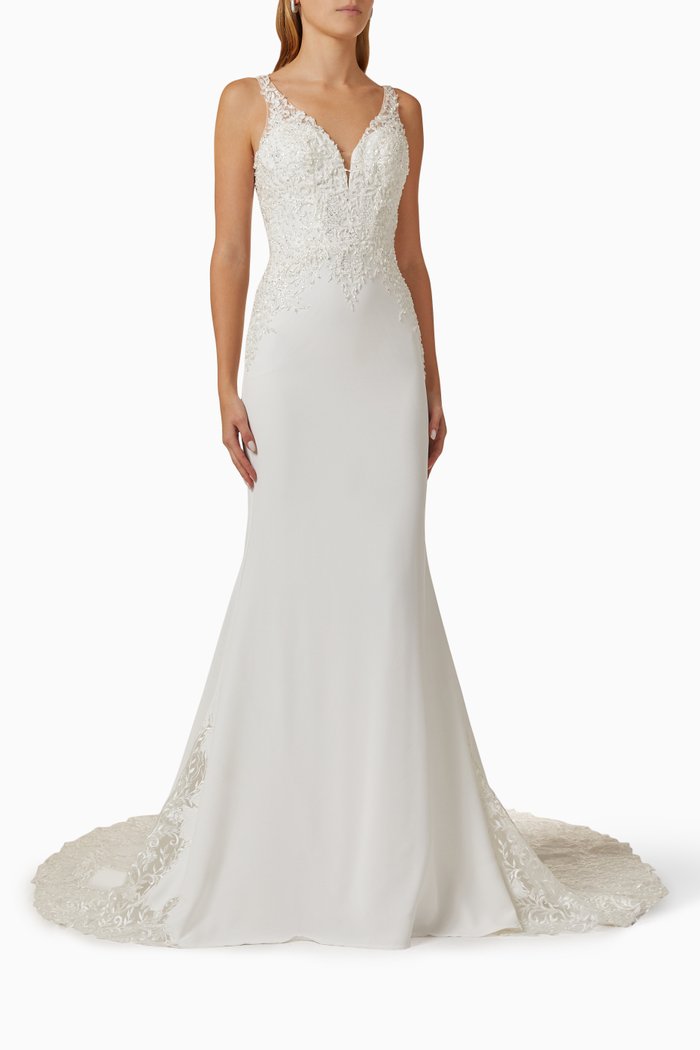

Pearl-embellished Maxi Gown, White