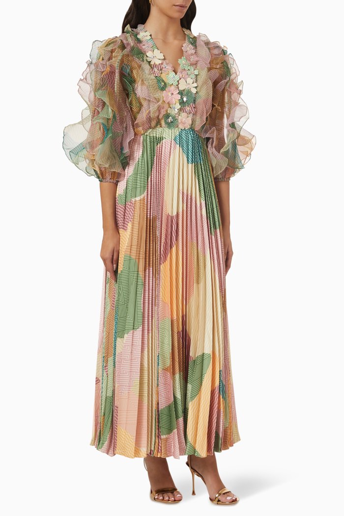 

Embellished Puff Sleeve Maxi Dress, Multicolour