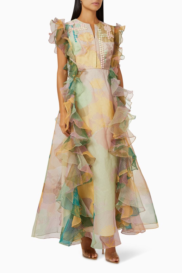 

Ruffle Printed Maxi Dress, Multicolour