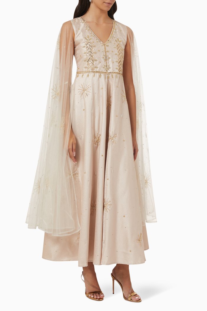 

Embroidered Maxi Dress, Neutral